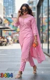 Ff Mul Chanderi Embroidery Work Kurti With Bottom Dupatta